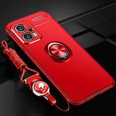 Funda Silicona Carcasa Ultrafina Goma con Magnetico Anillo de dedo Soporte SD3 para Xiaomi Poco F5 5G Rojo