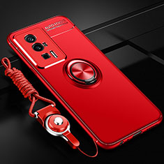 Funda Silicona Carcasa Ultrafina Goma con Magnetico Anillo de dedo Soporte SD3 para Xiaomi Poco F5 Pro 5G Rojo