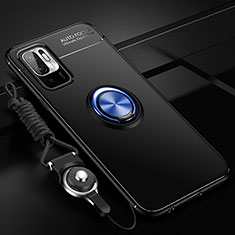 Funda Silicona Carcasa Ultrafina Goma con Magnetico Anillo de dedo Soporte SD3 para Xiaomi POCO M3 Pro 5G Azul y Negro