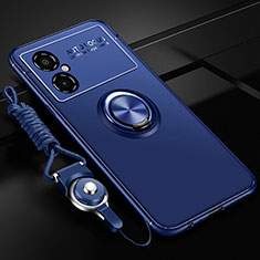 Funda Silicona Carcasa Ultrafina Goma con Magnetico Anillo de dedo Soporte SD3 para Xiaomi Poco M4 5G Azul