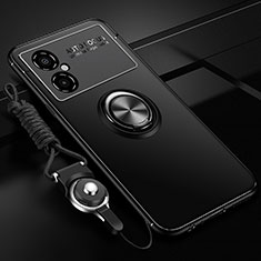 Funda Silicona Carcasa Ultrafina Goma con Magnetico Anillo de dedo Soporte SD3 para Xiaomi Poco M4 5G Negro