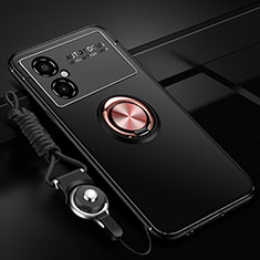Funda Silicona Carcasa Ultrafina Goma con Magnetico Anillo de dedo Soporte SD3 para Xiaomi Poco M4 5G Oro y Negro