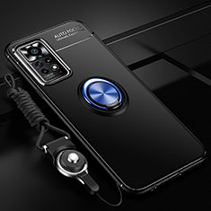 Funda Silicona Carcasa Ultrafina Goma con Magnetico Anillo de dedo Soporte SD3 para Xiaomi Poco X4 Pro 5G Azul y Negro