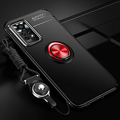 Funda Silicona Carcasa Ultrafina Goma con Magnetico Anillo de dedo Soporte SD3 para Xiaomi Poco X4 Pro 5G Rojo y Negro