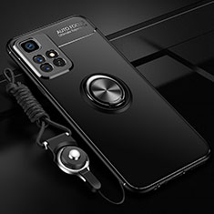 Funda Silicona Carcasa Ultrafina Goma con Magnetico Anillo de dedo Soporte SD3 para Xiaomi Redmi 10 (2022) Negro
