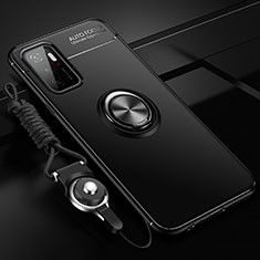 Funda Silicona Carcasa Ultrafina Goma con Magnetico Anillo de dedo Soporte SD3 para Xiaomi Redmi 10 5G Negro