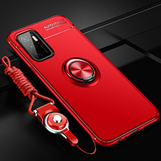 Funda Silicona Carcasa Ultrafina Goma con Magnetico Anillo de dedo Soporte SD3 para Xiaomi Redmi 10 5G Rojo