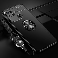 Funda Silicona Carcasa Ultrafina Goma con Magnetico Anillo de dedo Soporte SD3 para Xiaomi Redmi 9C Negro