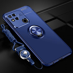 Funda Silicona Carcasa Ultrafina Goma con Magnetico Anillo de dedo Soporte SD3 para Xiaomi Redmi 9C NFC Azul