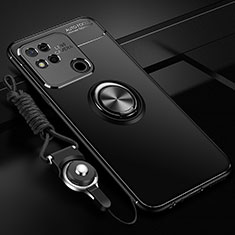 Funda Silicona Carcasa Ultrafina Goma con Magnetico Anillo de dedo Soporte SD3 para Xiaomi Redmi 9C NFC Negro