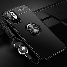 Funda Silicona Carcasa Ultrafina Goma con Magnetico Anillo de dedo Soporte SD3 para Xiaomi Redmi Note 10 5G Negro
