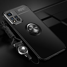 Funda Silicona Carcasa Ultrafina Goma con Magnetico Anillo de dedo Soporte SD3 para Xiaomi Redmi Note 11 Pro+ Plus 5G Negro