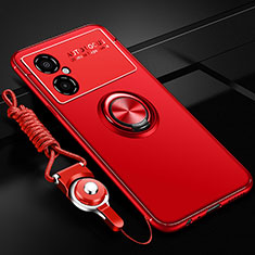 Funda Silicona Carcasa Ultrafina Goma con Magnetico Anillo de dedo Soporte SD3 para Xiaomi Redmi Note 11R 5G Rojo
