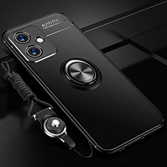 Funda Silicona Carcasa Ultrafina Goma con Magnetico Anillo de dedo Soporte SD3 para Xiaomi Redmi Note 12R Pro 5G Negro
