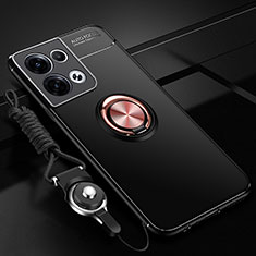 Funda Silicona Carcasa Ultrafina Goma con Magnetico Anillo de dedo Soporte SD3 para Xiaomi Redmi Note 13 5G Oro y Negro