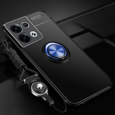 Funda Silicona Carcasa Ultrafina Goma con Magnetico Anillo de dedo Soporte SD3 para Xiaomi Redmi Note 13 Pro 5G Azul y Negro