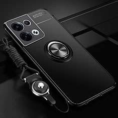 Funda Silicona Carcasa Ultrafina Goma con Magnetico Anillo de dedo Soporte SD3 para Xiaomi Redmi Note 13 Pro 5G Negro