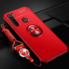 Funda Silicona Carcasa Ultrafina Goma con Magnetico Anillo de dedo Soporte SD3 para Xiaomi Redmi Note 8 (2021) Rojo