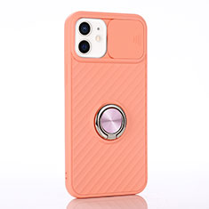 Funda Silicona Carcasa Ultrafina Goma con Magnetico Anillo de dedo Soporte T01 para Apple iPhone 12 Naranja