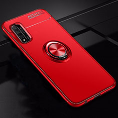 Funda Silicona Carcasa Ultrafina Goma con Magnetico Anillo de dedo Soporte T01 para Huawei Honor 20S Rojo