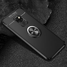 Funda Silicona Carcasa Ultrafina Goma con Magnetico Anillo de dedo Soporte T01 para Huawei Mate 20 Negro