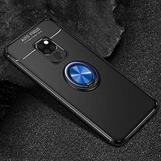 Funda Silicona Carcasa Ultrafina Goma con Magnetico Anillo de dedo Soporte T01 para Huawei Mate 20 X 5G Azul y Negro
