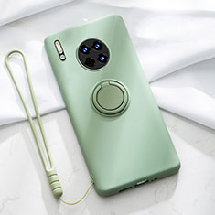 Funda Silicona Carcasa Ultrafina Goma con Magnetico Anillo de dedo Soporte T01 para Huawei Mate 30 5G Verde