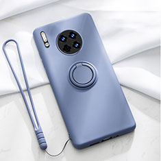 Funda Silicona Carcasa Ultrafina Goma con Magnetico Anillo de dedo Soporte T01 para Huawei Mate 30 Gris