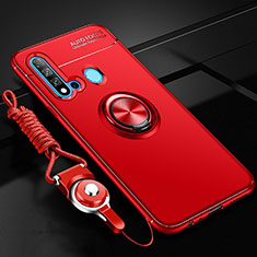 Funda Silicona Carcasa Ultrafina Goma con Magnetico Anillo de dedo Soporte T01 para Huawei Nova 5i Rojo
