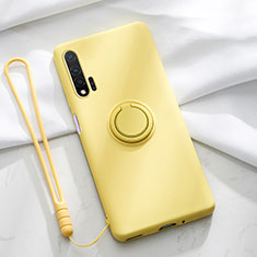 Funda Silicona Carcasa Ultrafina Goma con Magnetico Anillo de dedo Soporte T01 para Huawei Nova 6 5G Amarillo