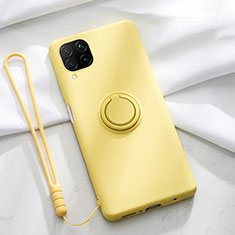 Funda Silicona Carcasa Ultrafina Goma con Magnetico Anillo de dedo Soporte T01 para Huawei Nova 6 SE Amarillo