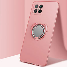 Funda Silicona Carcasa Ultrafina Goma con Magnetico Anillo de dedo Soporte T01 para Huawei Nova 8 SE 5G Oro Rosa