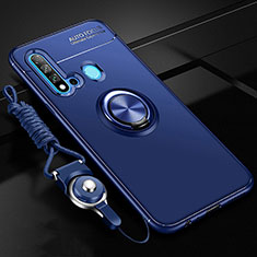 Funda Silicona Carcasa Ultrafina Goma con Magnetico Anillo de dedo Soporte T01 para Huawei P20 Lite (2019) Azul