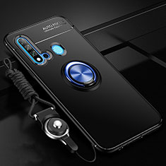 Funda Silicona Carcasa Ultrafina Goma con Magnetico Anillo de dedo Soporte T01 para Huawei P20 Lite (2019) Azul y Negro