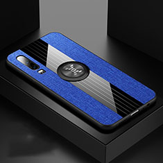 Funda Silicona Carcasa Ultrafina Goma con Magnetico Anillo de dedo Soporte T01 para Huawei P30 Azul