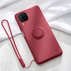 Funda Silicona Carcasa Ultrafina Goma con Magnetico Anillo de dedo Soporte T01 para Huawei P40 Lite Rojo Rosa