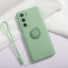 Funda Silicona Carcasa Ultrafina Goma con Magnetico Anillo de dedo Soporte T01 para Huawei P40 Verde