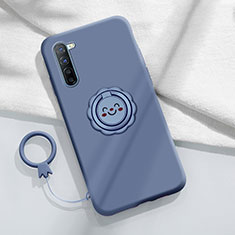 Funda Silicona Carcasa Ultrafina Goma con Magnetico Anillo de dedo Soporte T01 para Oppo A91 Gris