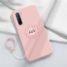 Funda Silicona Carcasa Ultrafina Goma con Magnetico Anillo de dedo Soporte T01 para Oppo A91 Rosa