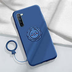 Funda Silicona Carcasa Ultrafina Goma con Magnetico Anillo de dedo Soporte T01 para Oppo F15 Azul