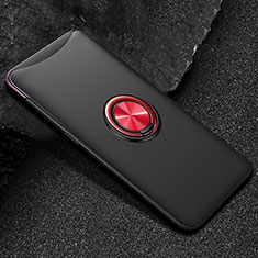 Funda Silicona Carcasa Ultrafina Goma con Magnetico Anillo de dedo Soporte T01 para Oppo Find X Super Flash Edition Rojo y Negro