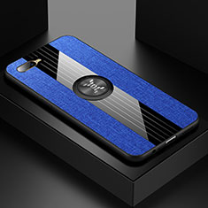 Funda Silicona Carcasa Ultrafina Goma con Magnetico Anillo de dedo Soporte T01 para Oppo RX17 Neo Azul