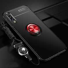 Funda Silicona Carcasa Ultrafina Goma con Magnetico Anillo de dedo Soporte T01 para Samsung Galaxy A70 Rojo y Negro