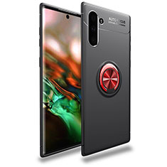 Funda Silicona Carcasa Ultrafina Goma con Magnetico Anillo de dedo Soporte T01 para Samsung Galaxy Note 10 5G Rojo y Negro