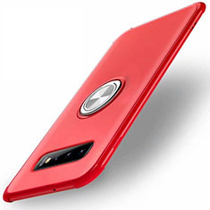 Funda Silicona Carcasa Ultrafina Goma con Magnetico Anillo de dedo Soporte T01 para Samsung Galaxy S10 5G Rojo