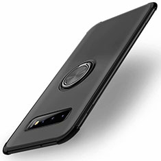 Funda Silicona Carcasa Ultrafina Goma con Magnetico Anillo de dedo Soporte T01 para Samsung Galaxy S10 Negro