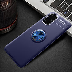 Funda Silicona Carcasa Ultrafina Goma con Magnetico Anillo de dedo Soporte T01 para Samsung Galaxy S20 Plus 5G Azul