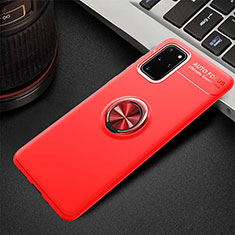 Funda Silicona Carcasa Ultrafina Goma con Magnetico Anillo de dedo Soporte T01 para Samsung Galaxy S20 Plus 5G Rojo