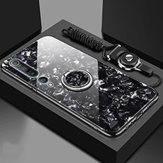 Funda Silicona Carcasa Ultrafina Goma con Magnetico Anillo de dedo Soporte T01 para Xiaomi Mi 10 Pro Negro