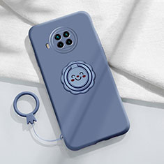 Funda Silicona Carcasa Ultrafina Goma con Magnetico Anillo de dedo Soporte T01 para Xiaomi Mi 10i 5G Gris Lavanda
